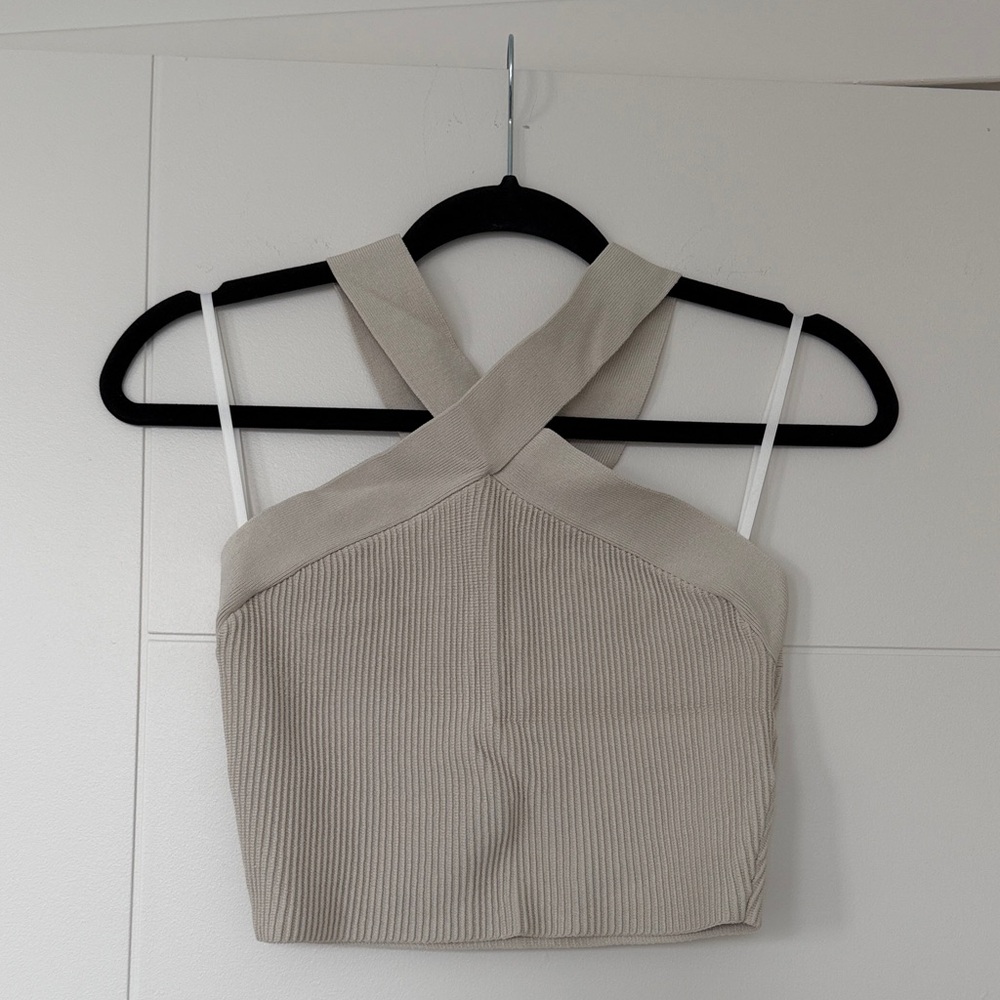 Beige Cross-Back Women's Top
